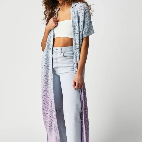 Free People Alicia Crochet Long Cardigan - Picture 1 of 7